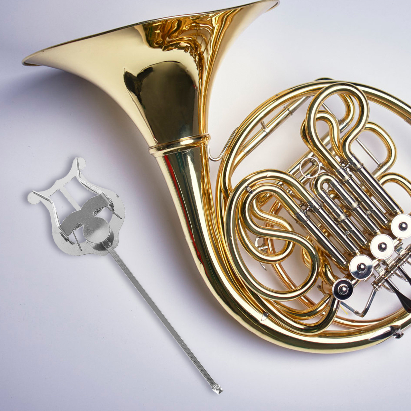 Musical Instrument French - อุปกรณ์เสริมสำหรับเครื่องดนตรีเฟรนช์ฮอร์น ที่วางโน้ตเพลงแบบพกพา ทำจากโลหะ ติดตั้งง่าย ยึดโน้ตเพลงได้แน่น ทนต่อการเกิดสนิม