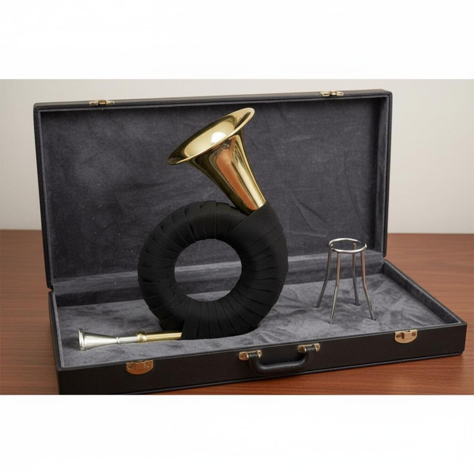 Musical Instrument French - เครื่องดนตรีทองเหลือง Bb สีทอง เครื่องดนตรีทองเหลืองฝรั่งเศส อุปกรณ์ดนตรี พกพาสะดวก