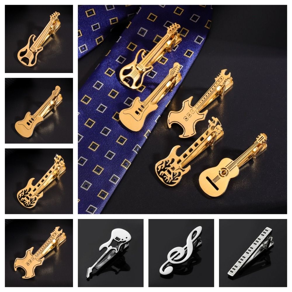 Musical Instrument Symbols - แฟชั่น Treble Clef กีตาร์ Tie คลิปเครื่องมือไทเทเนียมเหล็กเพลงหมายเหตุ