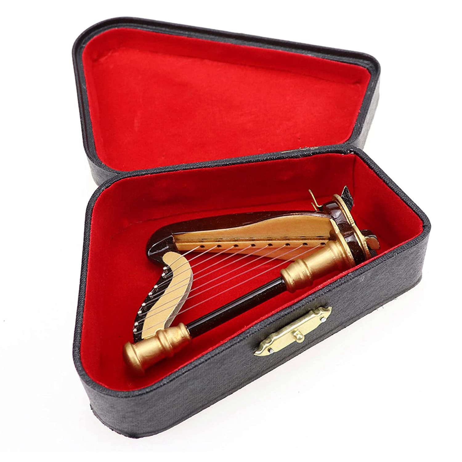 Musical Instrument Manufacturers - B05C-พิณไม้จิ๋วพร้อมกล่อง เครื่องดนตรีจิ๋วจำลอง ของตกแต่งบ้านแบบจำลองตุ๊กตาจิ๋ว