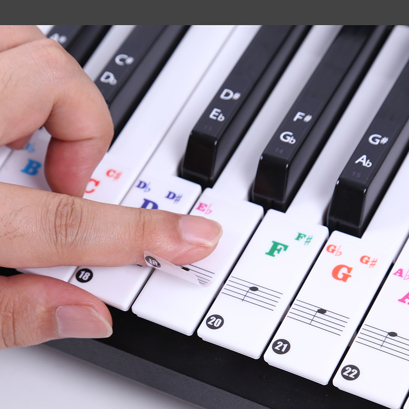 Musical Instrument Symbols - สติกเกอร์คีย์บอร์ดเปียโนแบบโปร่งใส 49/54/61/88 คีย์ สติกเกอร์โน้ตดนตรีแบบถอดได้ สติกเกอร์สเปกตรัมเปียโนอิเล็กทรอนิกส์