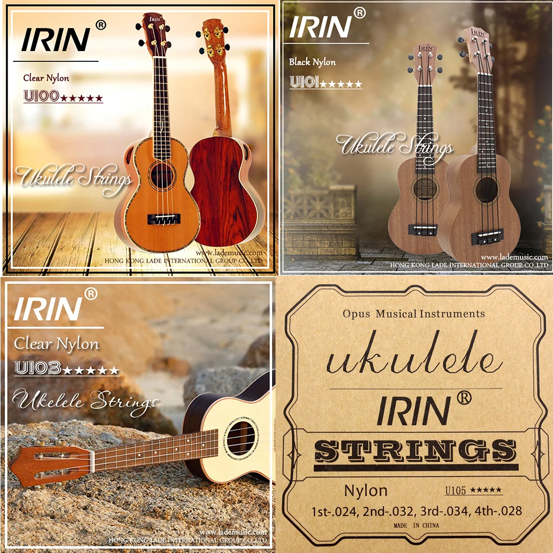 Musical Instrument In English - IRIN Professional Ukulele Strings สีดําใสสายไนลอนสีสัน Ukulele