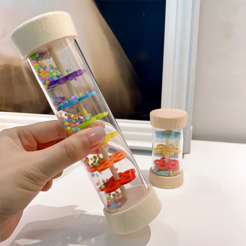 Rain Stick Percussion - เครื่องดนตรีเคาะจังหวะแบบเรนสติ๊ก ออร์ฟ จำลองเสียงฝน นาฬิกาทรายสีรุ้ง กระดิ่งทราย สำหรับการเรียนรู้ดนตรีในชั้นเรียน