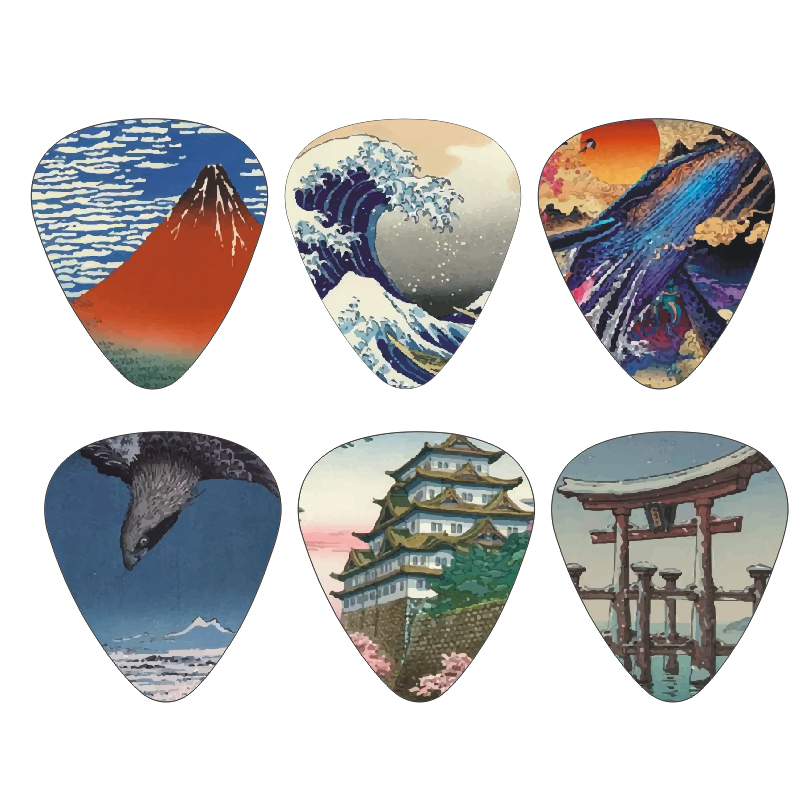 Musical Instrument In English - ใหม่ 12 ชิ้น/เซ็ตกีตาร์ Picks-วัฒนธรรมญี่ปุ่นสไตล์ภาพวาดกระสุนสําหรับเบส,Ukulele เครื่องดนตรีอุปกรณ์เสริม