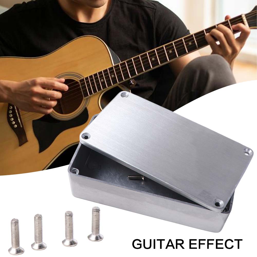 Musical Instrument No Touch - กล่องใส่เอฟเฟคกีตาร์ 1590B ทำจากอะลูมิเนียม พร้อมสกรู กล่องอะลูมิเนียมสำหรับกีตาร์ สีเงิน
