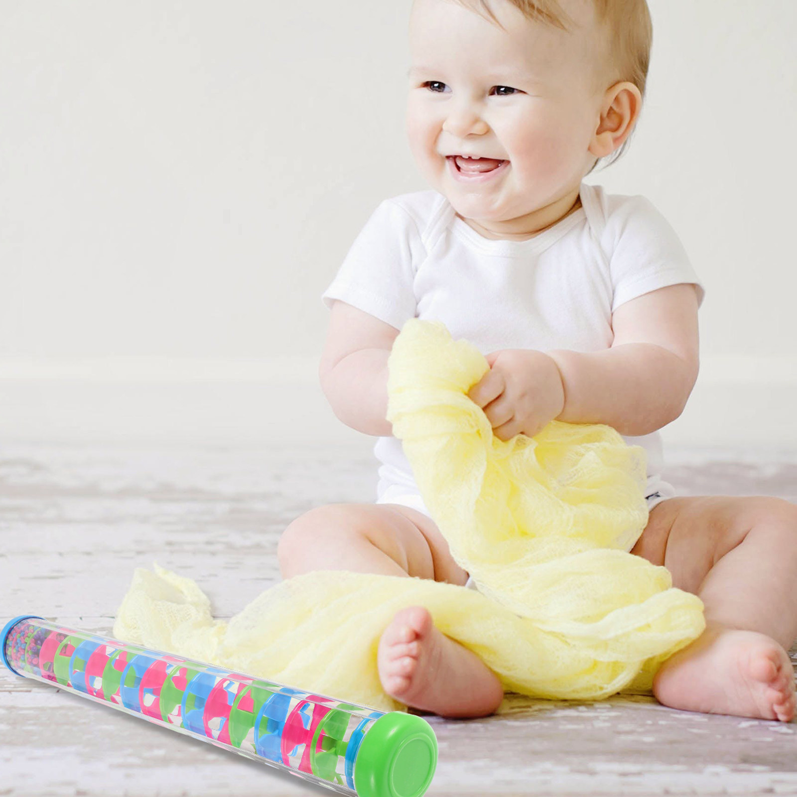 Rain Stick Percussion - ไม้ส้อมดนตรีแบบเกลียว 2 ชิ้น สำหรับเด็กเล็กและทารก เครื่องดนตรีพลาสติกสร้างเสียงฝน ของเล่นเสริมพัฒนาการทางประสาทสัมผัส