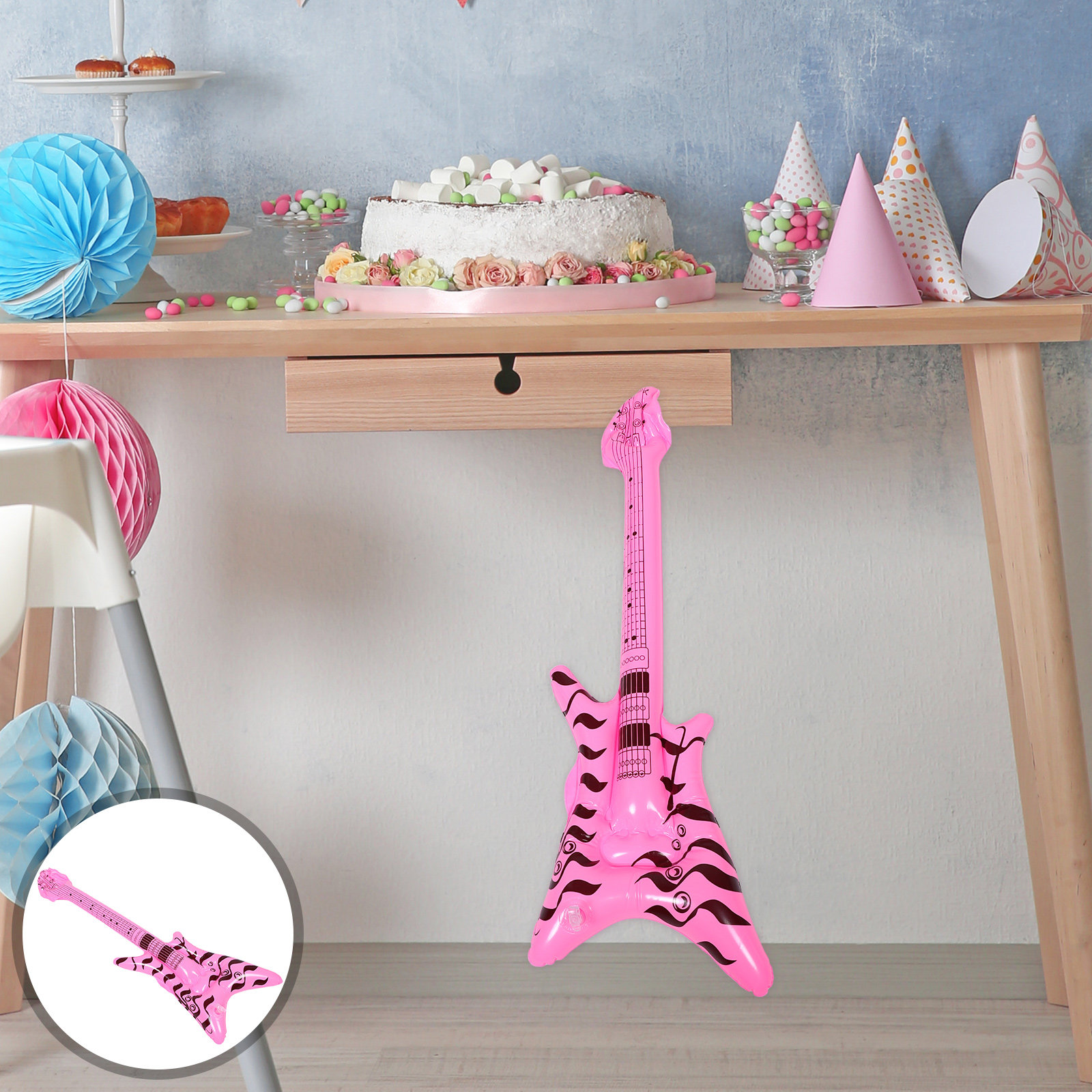 Musical Instrument You Blow - กีตาร์เป่าลมสำหรับตกแต่งงานปาร์ตี้ร็อกแอนด์โรล อุปกรณ์ถ่ายรูปเครื่องดนตรีแบบย้อนยุคสำหรับงานวันเกิด คอนเสิร์ต และงานคาร์นิวัล