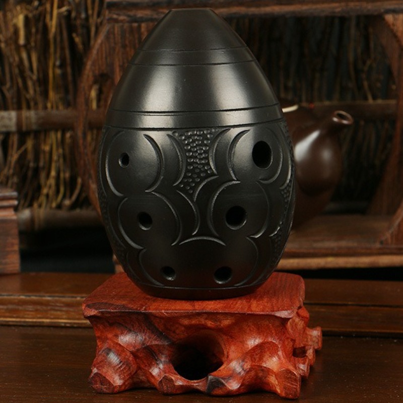 Musical Instrument Drawing - โอคาริน่า 8 รู สีดำ แบบพกพา ทำจากเซรามิก
