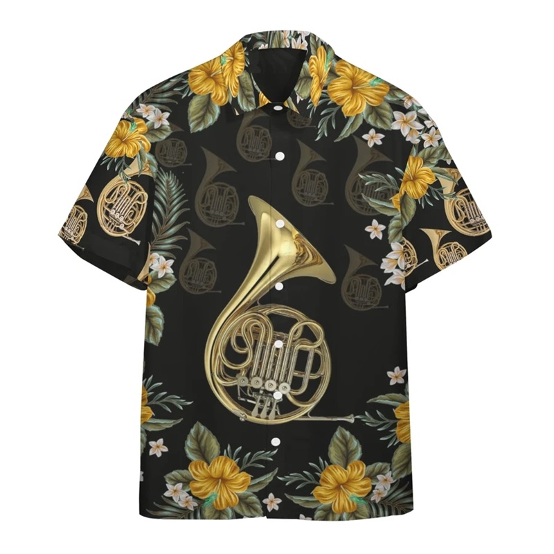 Musical Instrument Hawaii - เสื้อชายหาดพิมพ์ลายกราฟิกโอคาริน่าสำหรับผู้ชายเสื้อฮาวายแขนสั้นสำหรับผู้ชายดีไซน์แฟชั่นสำหรับ3D