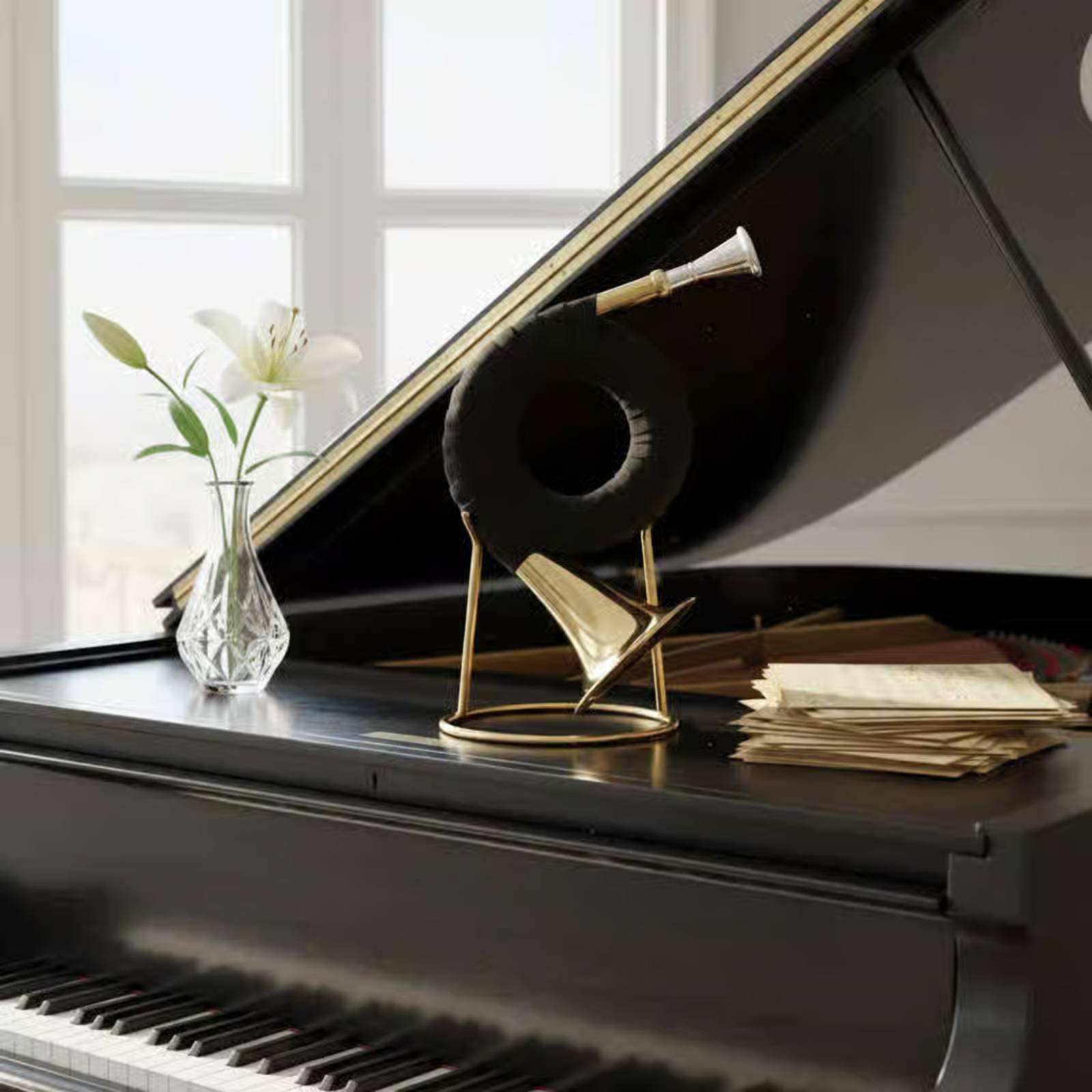 เครื่องดนตรีทองเหลือง Bb สีทอง - Musical Instrument French บทวิจารณ์และราคา