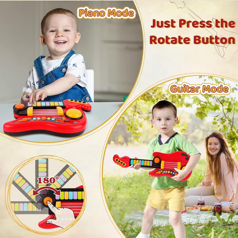 2 In 1 กีตาร์เด็กไฟฟ้าของเล่นข - Musical Instrument Drawing บทวิจารณ์และราคา