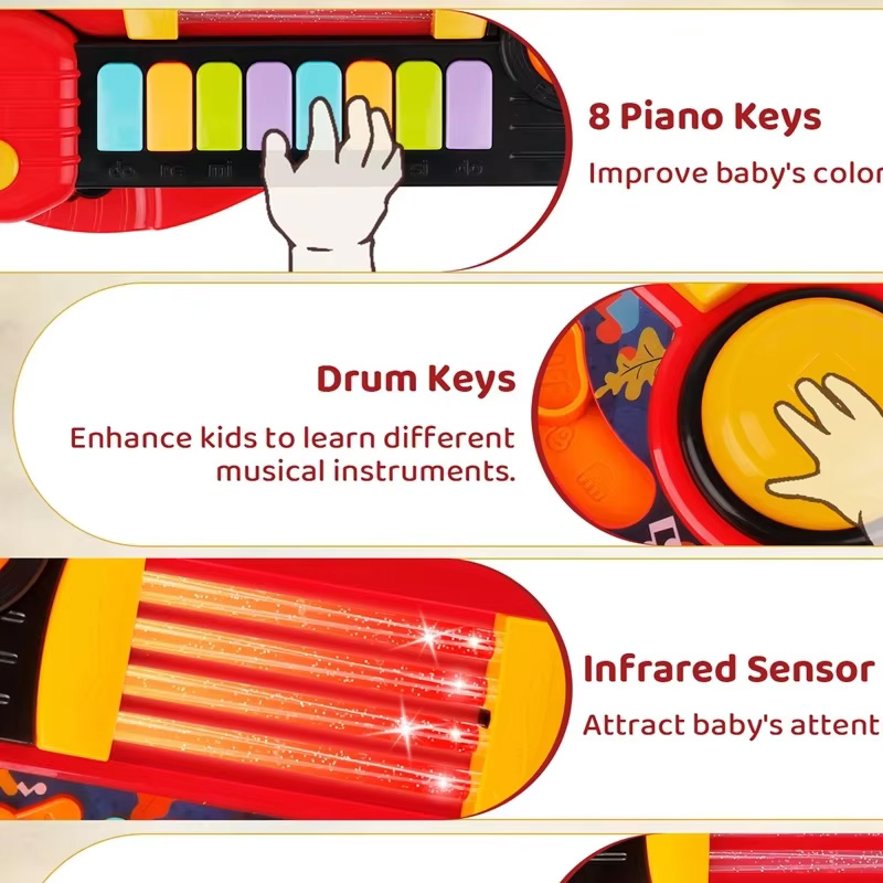 2 In 1 กีตาร์เด็กไฟฟ้าของเล่นข - Musical Instrument Drawing บทวิจารณ์และราคา