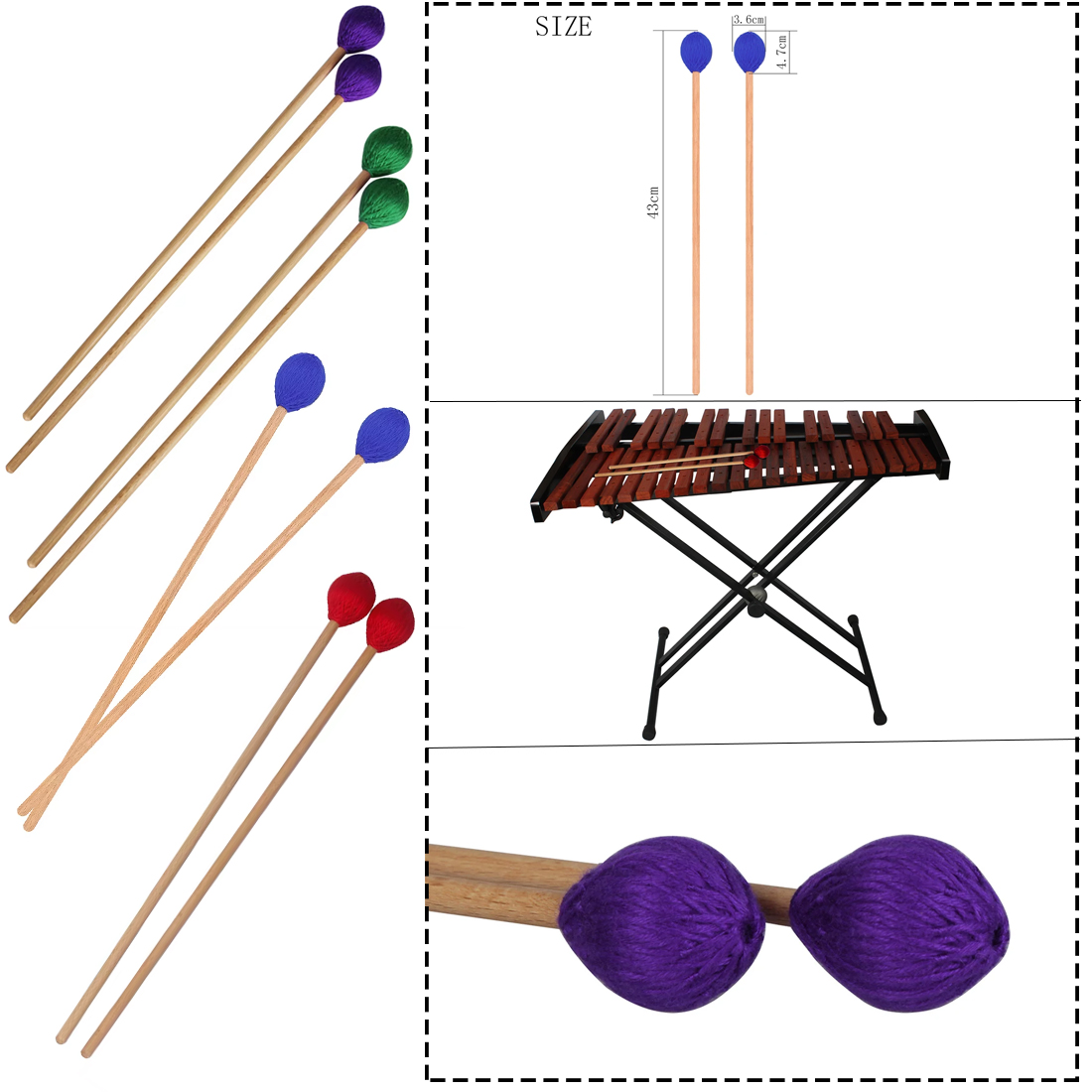ไม้ตีระนาดมาริมบาแบบมืออาชีพ ด - Musical Instrument Glockenspiel บทวิจารณ์และราคา