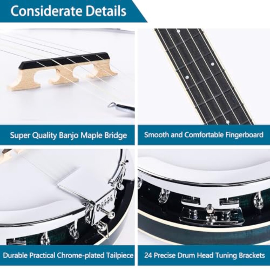 ชุดแบนโจ 5 สาย ขนาดมาตรฐาน 38  - Banjo 5 String Open บทวิจารณ์และราคา