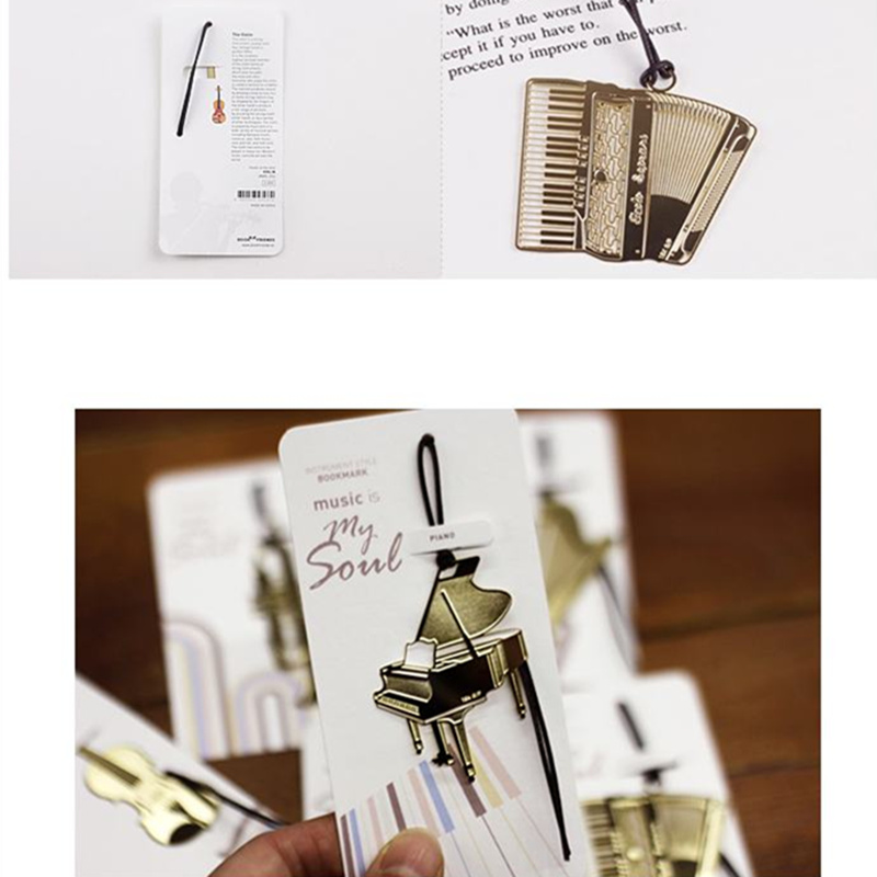 6PcsเพลงโลหะBookmark Goldสีเคร - Musical Instrument Symbols บทวิจารณ์และราคา