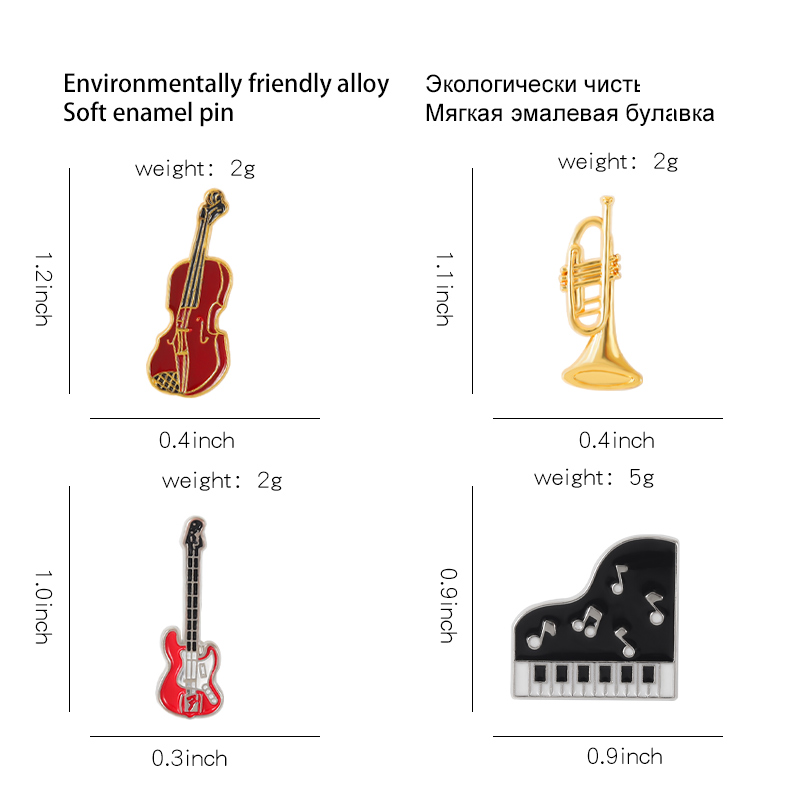 เข็มกลัดเคลือบรูปเปียโนไวโอลิน - Musical Instrument Symbols บทวิจารณ์และราคา