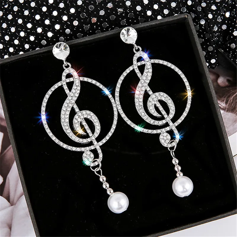 Fyuan ต่างหูคริสตัลทรงหยดน้ำพล - Musical Instrument Symbols บทวิจารณ์และราคา